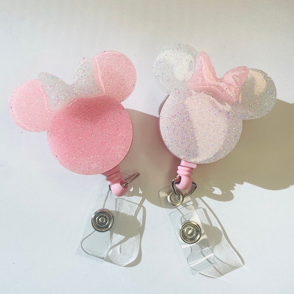 Minnie Mouse badge reel / Disney inspired badge holders / pink set badge holder for medical / pink Minnie Mouse nurse badge reel retractable