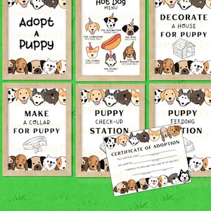 NOW EDITABLE! Dog Themed Party Activity Set, Adopt a Puppy Party, Hot Dog Menu, Birthday Party,  Kids Birthday | Station Mega Pack |