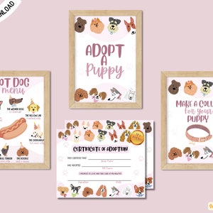 Puppy Party Bundle, Adopt a Puppy, Dog Adoption Birthday Party, Dog Lover Birthday | Not Editable, Digital Mini Pack | INSTANT DOWNLOAD