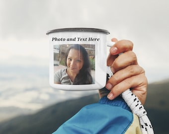 Personalisierter Lagerfeuer Becher, personalisierter Lagerfeuer Kaffeebecher, personalisierte Tasse mit Bildern, personalisierte Fototasse, Campingbecher personalisiert