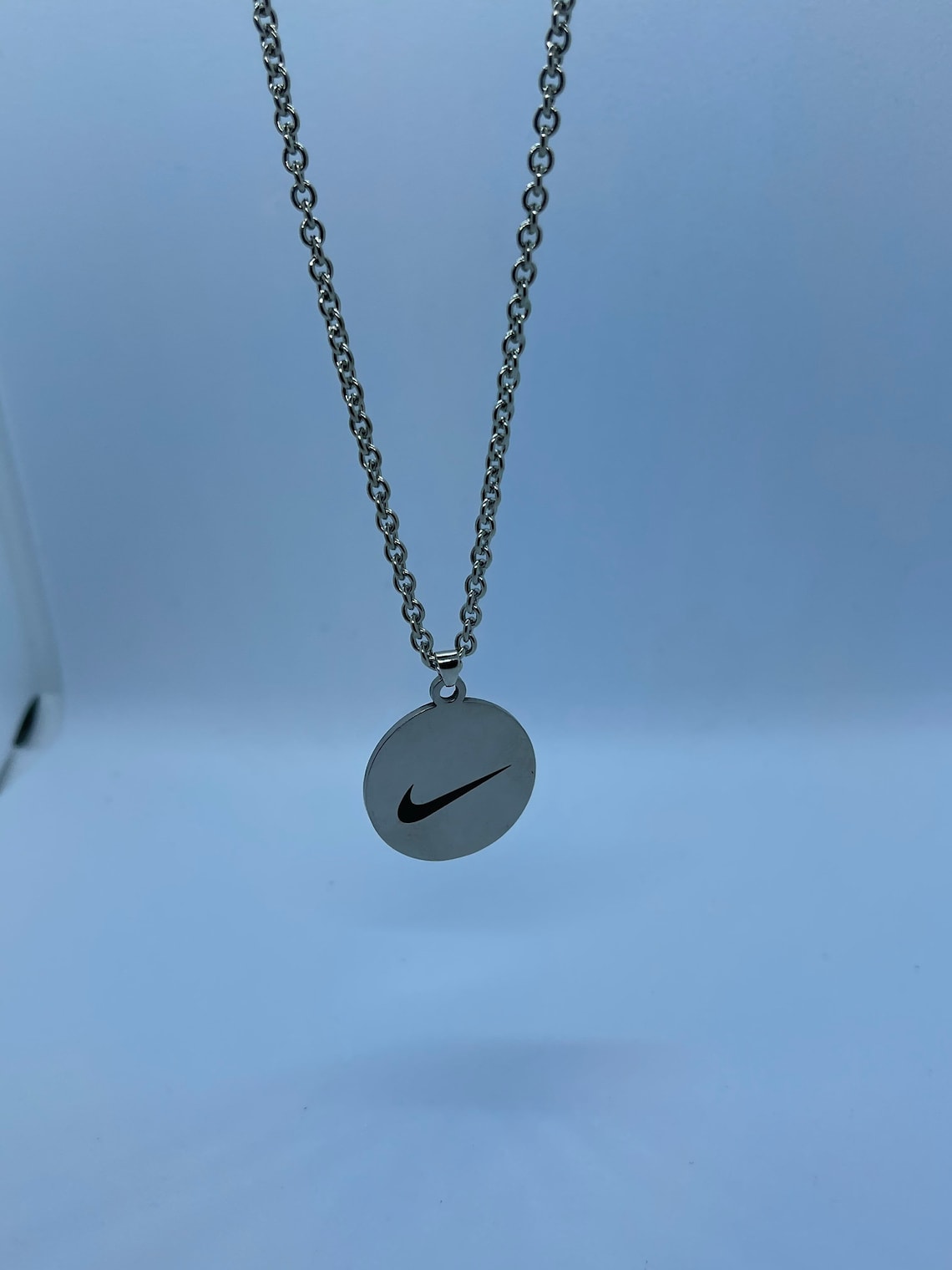 Nike swoosh pendant necklace in silver Excellent gift idea Etsy