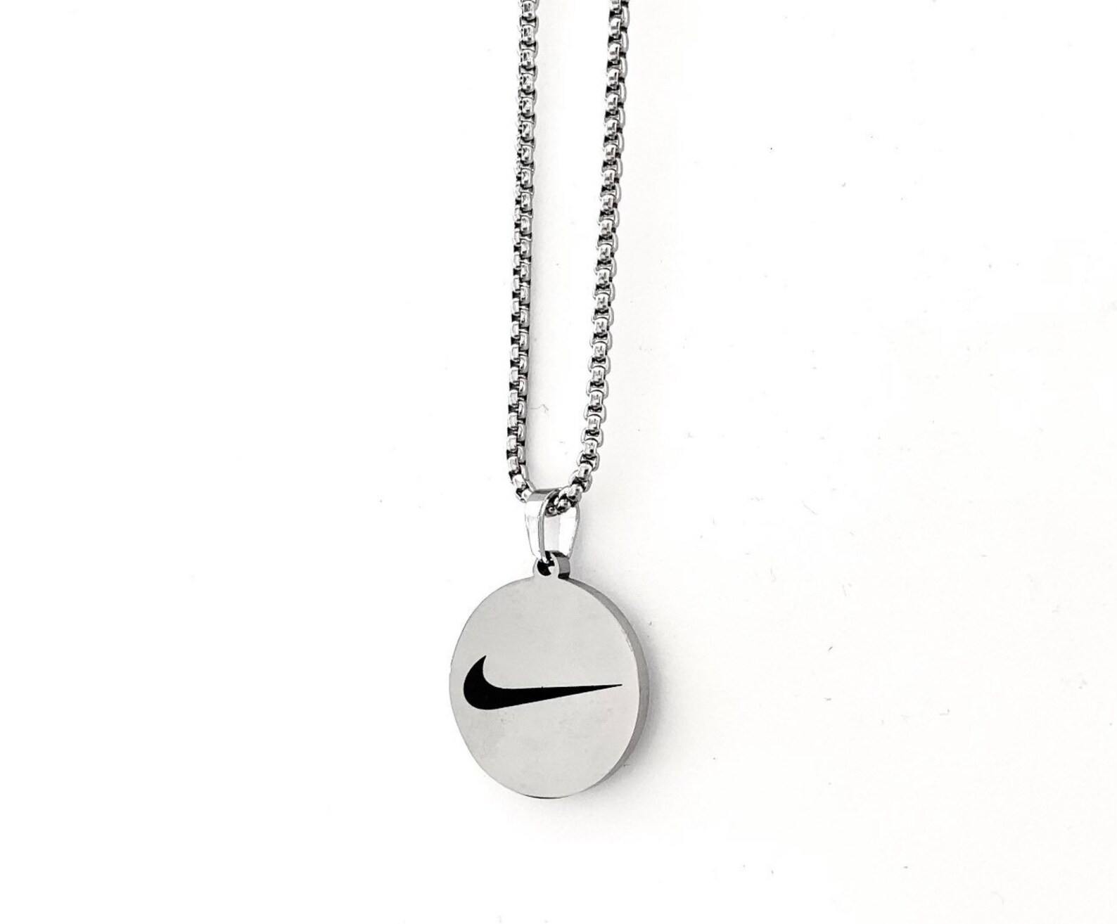 Nike swoosh pendant necklace in silver Excellent gift idea Etsy