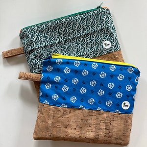Bolsa con cremallera / Bolsa de cosméticos / Base de tela de corcho
