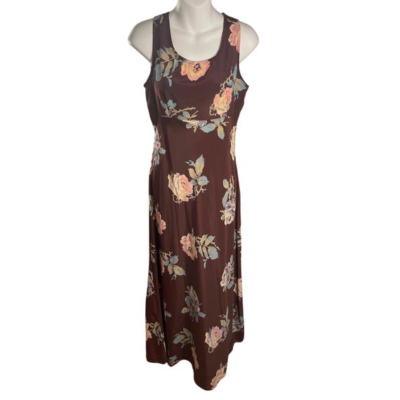 Vintage 1990s Contempo Casuals Maroon Floral Sleeveless Maxi Dress Size Medium Vintage 1990s Contempo Casuals Maroon Floral Sleeveless Maxi Dress Size Medium