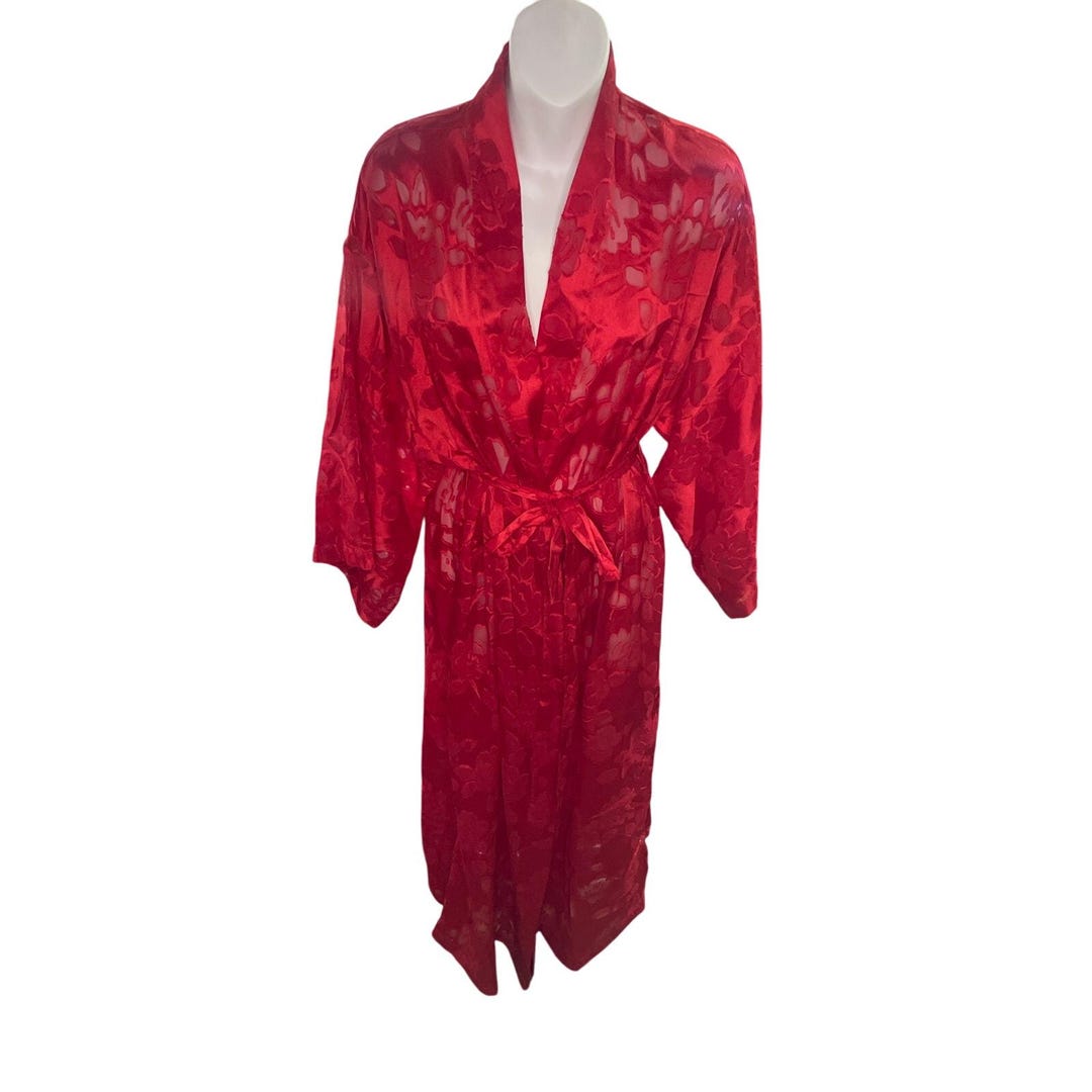 Red Victoria Secret Robe Vintage Victoria's Secret Red Rose Print Kimono Robe Women's Size ...