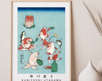 Kuniyoshi Utagawa Ukiyoe/Personified gold fish/funny ukiyoe/Vintage Japanese Poster Decor/woodcut illustration/kingyo zukushi/Gold Fish #1