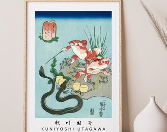 Kuniyoshi Utagawa Ukiyoe/Personified gold fish/funny ukiyoe/Vintage Japanese Poster Decor/woodcut illustration/kingyo zukushi/Gold Fish #6