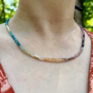 gemstone rainbow necklace, colorful necklace, gemstone beaded necklace