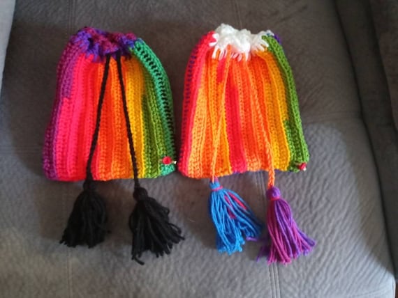 Crochet Rainbow Pouch: Acrylic Travel Toiletry Bag