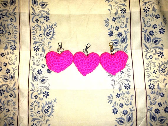 Crochet Heart Keychain - Fashion Stitched Accessory - Hand Made Amigurumi