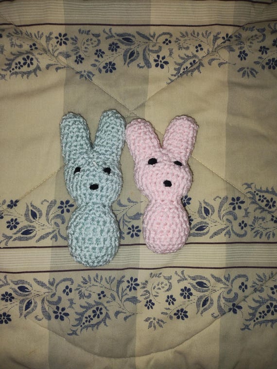Crochet Amigurumi Peep - Hand Stitched Bunnies - Easter Accessory Toy