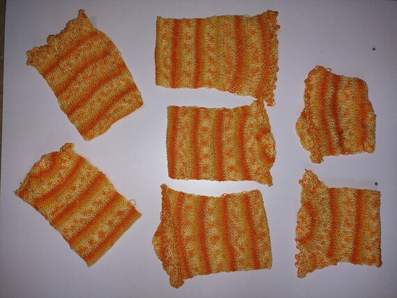 Knit Orange Hat - Colorful Lacey Beanie - For Adult and Child