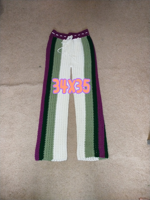 Crochet Men’s Pants - Hand-Stitched Trousers - Comfortable Colorful Slacks