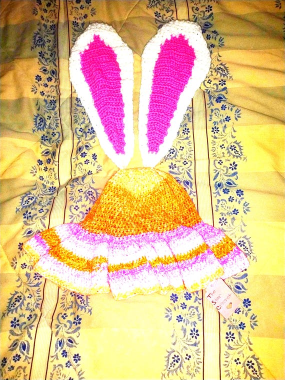 Handmade Crochet Bunny Hat: Adult Rabbit Ears Beanie