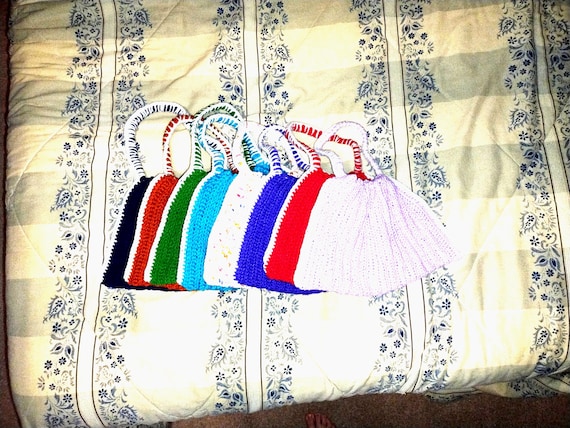 Crochet Hand Bag - Hand Stitched Purse - Colored Fashion Accessory