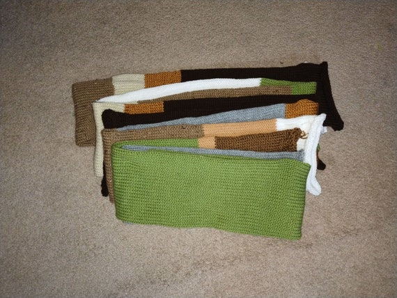 Knit Scrap Scarves - Earth Tone Colors - Machine Knit Accessory