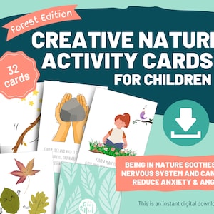 Creatieve natuuractiviteitenkaarten - voor kinderen • AFDRUKBARE bosschoolhulpbron • Mindfulness • Buitenplezier