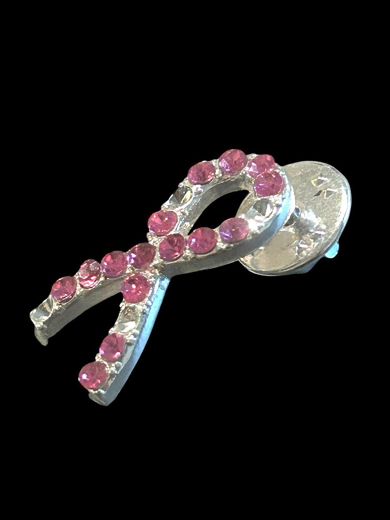 Rhinestone Pink Breast Cancer Pin - Etsy