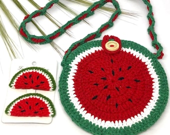 Watermelon Crochet Hair Clips, Gifts For Kids, Watermelon Knitted Girl's Bags, Baby Barrettes, Watermelon Snap Clips, Knitted Hair Clips