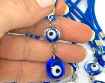 Turkish Evil Eye Car Charm, Glass Cube Car Charm, Glass Evil Eye Car Accessory, Evil Eye Protection Amulet, Love and Luck Car Charm