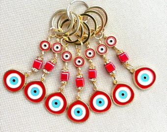 Red Metal Evil Eye Keychain, Lucky Bag Accessory, Elegant Evil Eye Keychains, Bag Accessories, Handmade Gift
