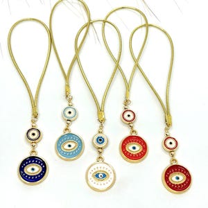 Turkish Evil Eye Car Charm, Blue Glass Evil Eye Protection Amulet, Love and Luck Rear View Mirror Charm, Glass Evil Eye Charm