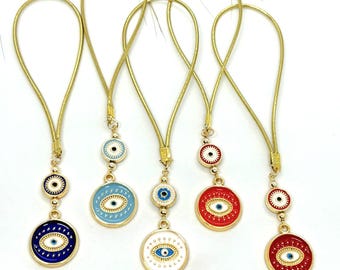 Turkish Evil Eye Car Charm, Protection Amulet, Rear View Mirror Decor, Love and Luck Rear View Mirror Charm, Glass Evil Eye Charm