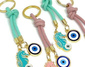 Seahorse metalen boze oog-sleutelhangers / Elegante boze oog-sleutelhangers / Tasaccessoires / Lucky boze oog-sleutelhanger / Handgemaakt cadeau