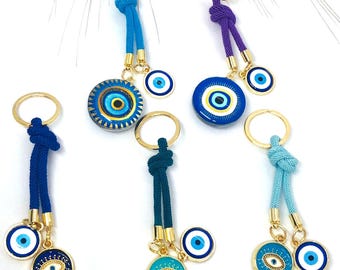 Metal and Mica Evil Eye Keychains / Elegant Evil Eye Keychains / Bag Accessories /Lucky Evil Eye Keychain / Handmade Gift