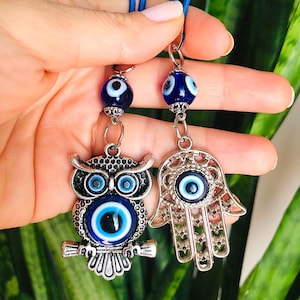 Turkish Evil Eye Car Charm, Blue Evil Eye Protection Amulet, Love and Luck Rear View Mirror Charm, Evil Eye Charm