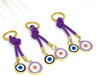 Metal and Cord Evil Eye Keychains / Elegant Evil Eye Keychains / Bag Accessories /Lucky Evil Eye Keychain / Handmade Gift