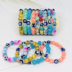 Braccialetto di perline con occhio malvagio per bambini / Regalo per neonati / Il miglior regalo per bambini / Regalo per neonati / Braccialetto di perline per bambini / Braccialetto elastico