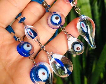Turkish Blue Evil Eye Car Charm, Rear View Mirror Amulet