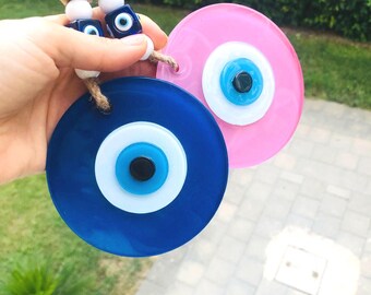 Evil Eye Wall Hanging, Home Decor, New Home Gift Idea, Home Protection, House Protection, Glass New Home Gift, Glass Evil Eye