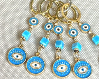 Blue Metal Evil Eye Keychains / Elegant Evil Eye Keychains / Bag Accessories /Lucky Evil Eye Keychain / Handmade Gift