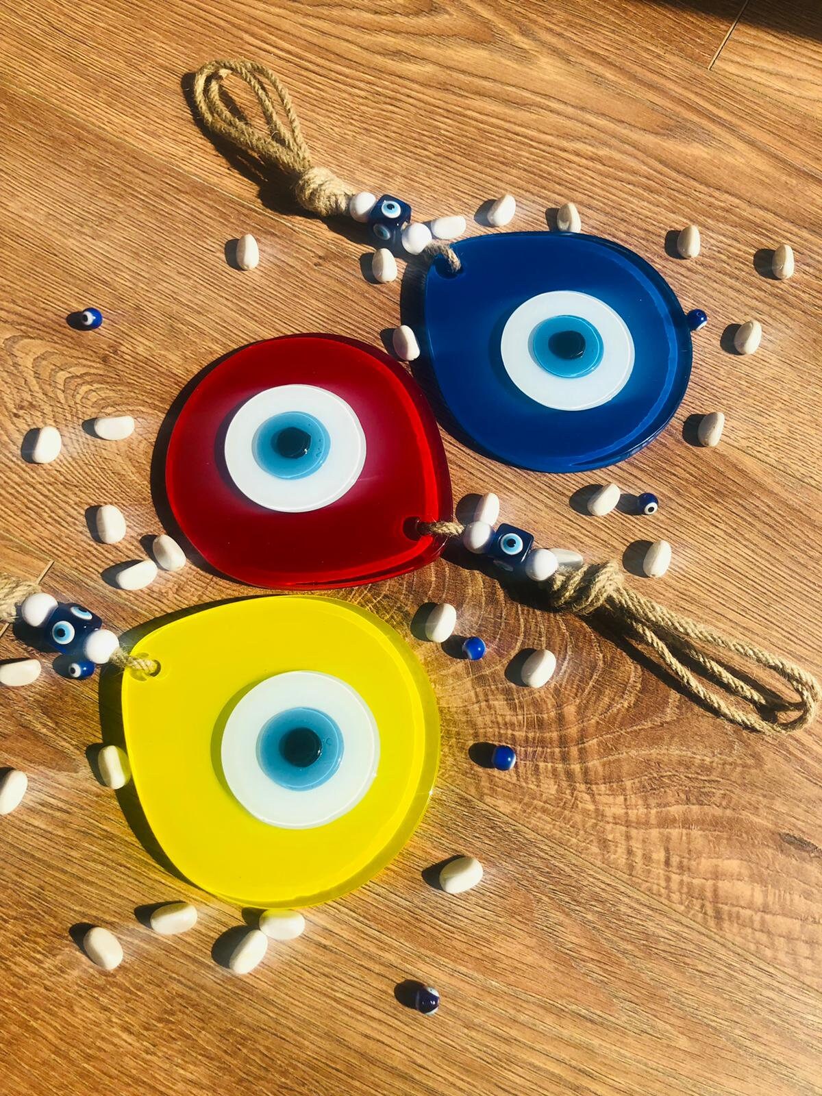 Evil Eye Glass Beads Multicoloured Printed Wall Hanging 3 