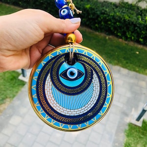 Evil Eye Wall Hanging, Home Decor, New Home Gift Idea, Home Protection, House Protection, Glass New Home Gift, Glass Evil Eye