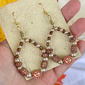 Beaded Sun Hoop Earrings