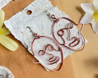 Wire Abstract Face Earrings