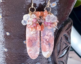 桜のネックレスセット イヤリング 桜石 ボヘミアン ピンク サン 