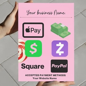 Editable Candy Shop Payment Method Template, Canva File (Digital Download)