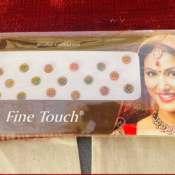 Indian/Asian multi-coloured round stick on bindi packs. Silver dotted bindi/ gold round bindis. Bridal bindi/