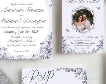 London Regency Wedding Invitation Suite - Editable Canva Template (Digital Download)