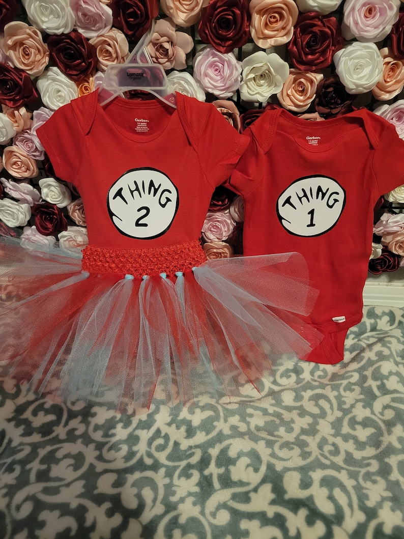 Thing shirts, Thing Youth, Thing Toddler, Thing Onesies® Brand,tutu red and blue tutu halloween costume, best friend shirts zdjęcie 3