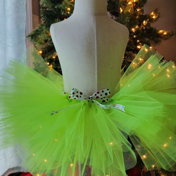 Christmas Tutu - Green Gr!nch colored tutu - Gr!nch Tutu - Whoville - Christmas Pageant skirt - Winter Outfit -Baby Toddler Christmas Outfit