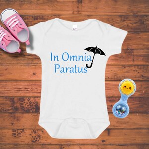 In Omnia Paratus - gilmore girls -umbrella - life and death brigade - Stars hollow - baby romper - toddler shirt lorelai - baby shower gift