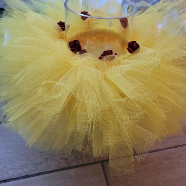 Belle Birthday Outfit, birthday Belle Birthday Tutu Outfit, Beaty and the beast, extra fluffy yellow gold tutu,Belle birthday party