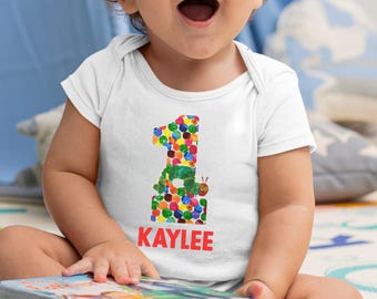 Hungry Caterpillar First Birthday Bodysuit: Personalized 1st Birthday Outfit