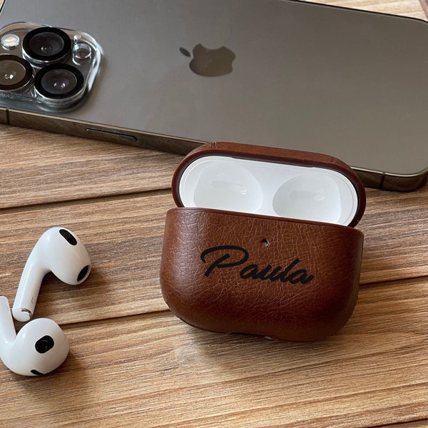 Airpods 3  Engraved leather case, Airpods 3 Case, Airpod case cover, Leather Airpods Case, birthday gift, Airpod 3 for gift, boyfriend gift