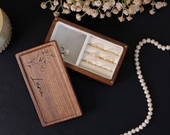 Custom Engraved Jewelry Box, Personalized Travel Case for Women, Bridesmaid Gift, Wooden Jewelry Organizer, Personalized Jewelry Box